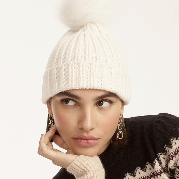 J CREW ribbed pom pom beanie - Picture 2 of 3